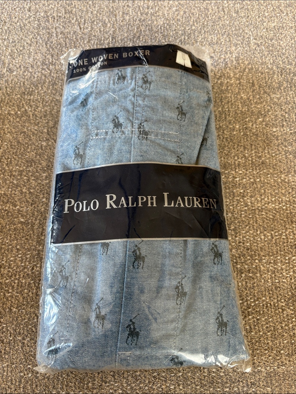 Polo by Ralph Lauren Vintage Blue Woven Boxer NEW Size 38 Large XL